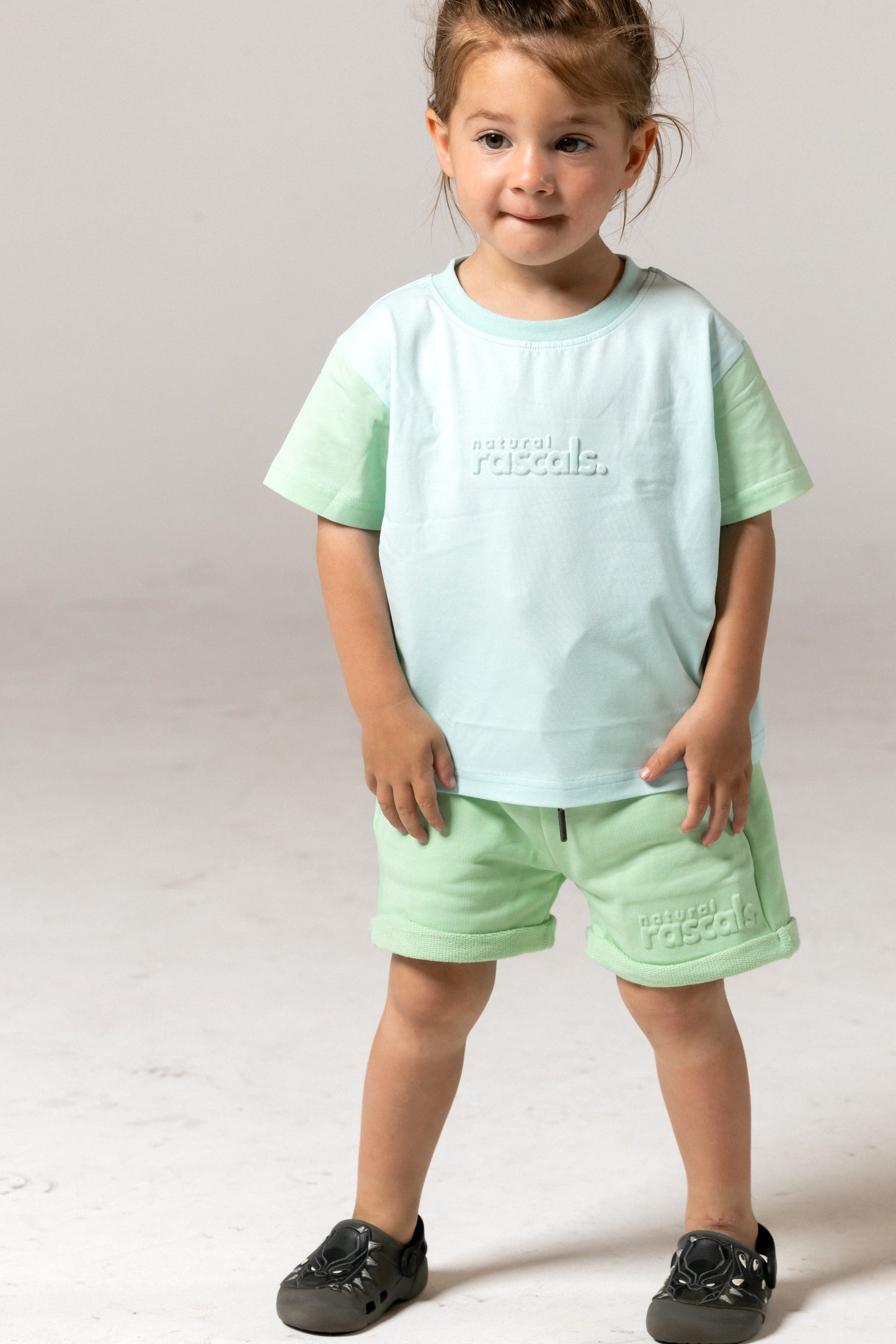 Spill-Resistant Baby & Toddler Tee | Airy Blue & Mint Green