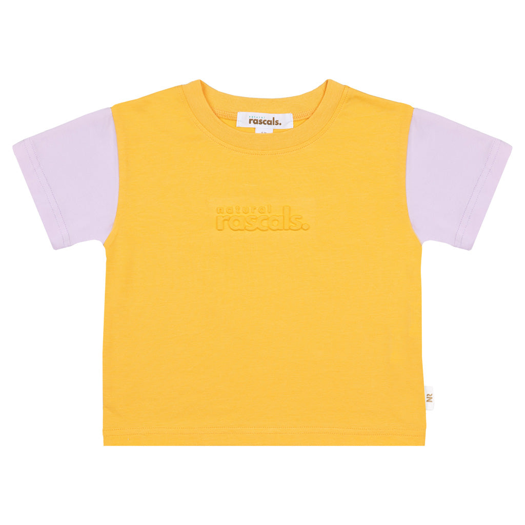 Spill-Resistant Baby & Toddler Tee & Bike Shorts Set | Apricot Orange & Soft Lilac