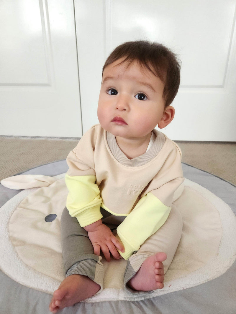 Spill-Resistant Baby & Toddler Sweat & Jogger Set | Lemonade Yellow & Earthy Oat - Natural Rascals
