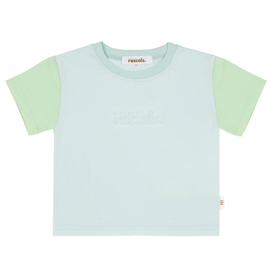 Spill-Resistant Baby & Toddler Tee – Airy Blue & Mint Green | Made with Organic Cotton