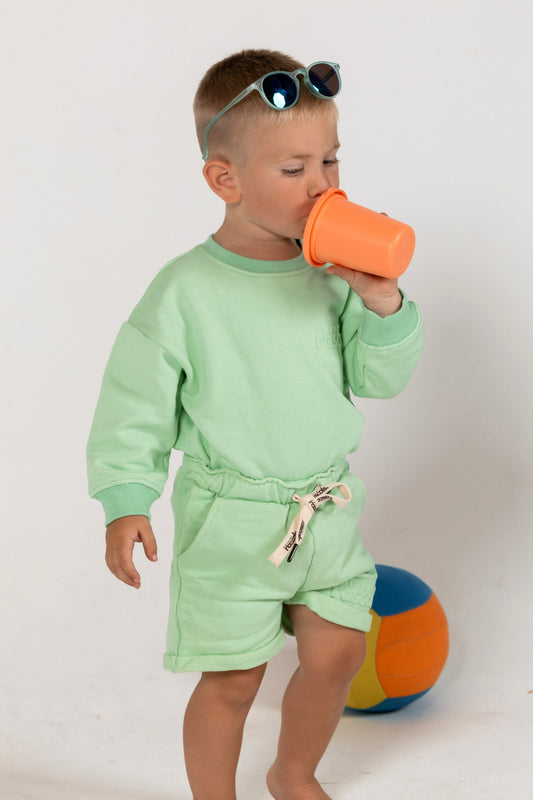 Spill-Resistant Baby & Toddler Matching Set – Mint Green | Made with Organic Cotton