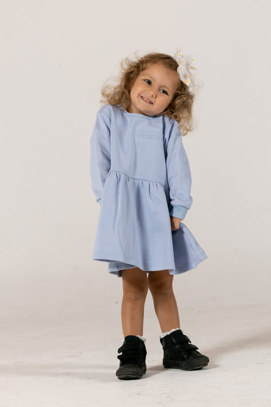 Spill-Resistant Baby & Toddler Dress – Periwinkle Lavender | Made with Organic Cotton