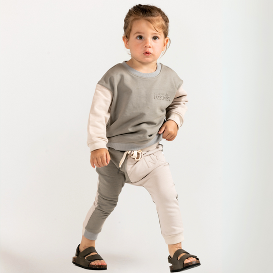 Spill-Resistant Baby & Toddler Sweat – Earthy & Oat | Made with Organic Cotton