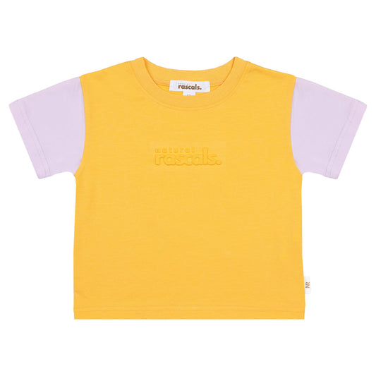 Spill-Resistant Baby & Toddler Tee & Bike Shorts Set – Apricot Orange & Soft Lilac | Organic Cotton