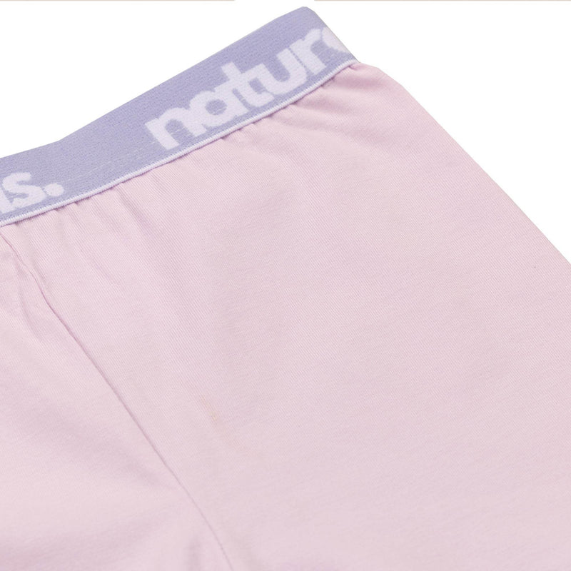 Back image of soft lilac spill resistant bike shorts by Natural Rascals