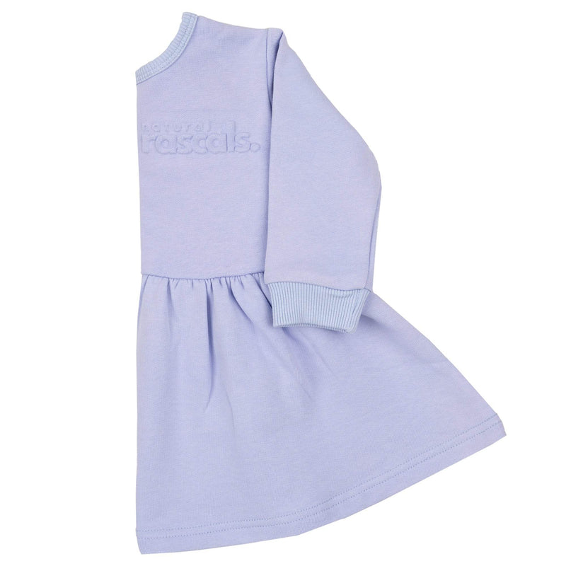 Side view of Spill-Resistant Dress in Periwinkle Lavender by Natural Rascals