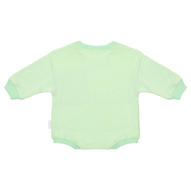 Back Flat Lay image of the Spill-Resistant Baby & Toddler Romper in Mint Green by Natural Rascals