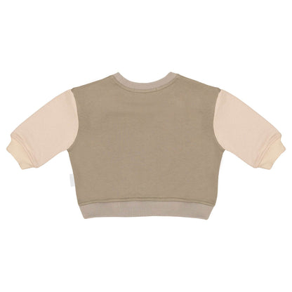 Back view of the Earthy & Oat Spill-Resistant Baby & Toddler Sweat by Natural Rascals