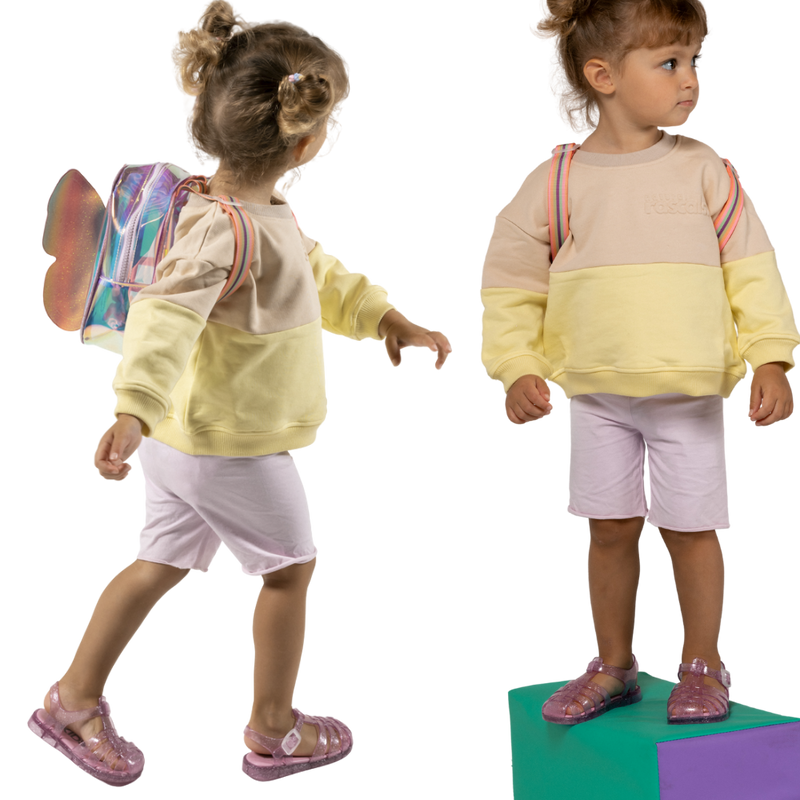 Spill-Resistant Baby & Toddler Meadow Dream Set (Sweat + Shorts) 0-3Y | Lemonade Yellow, Oat & Lilac