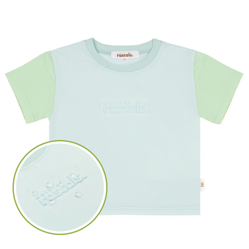 Spill-Resistant Baby & Toddler Tee 0-3Y | Airy Blue & Mint Green